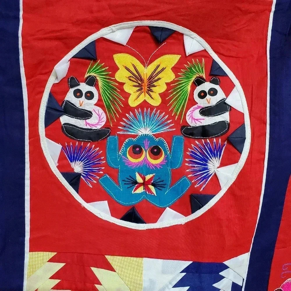 Handmade Red Asian like Symmetrical Tapestry
